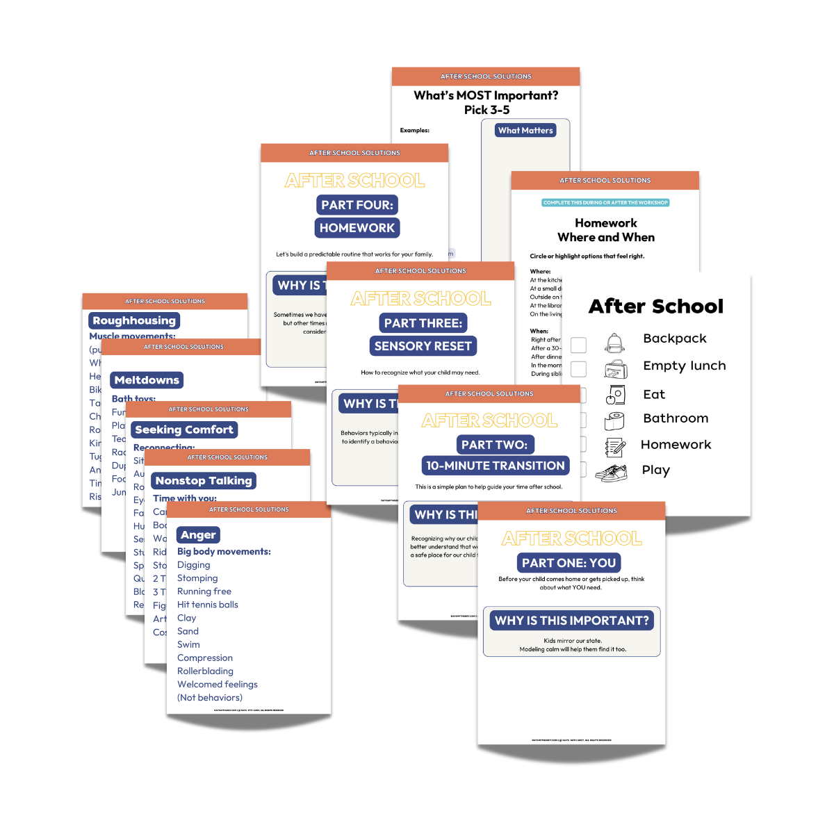 Images from an after school workshop guidebook for parents of elementary students.